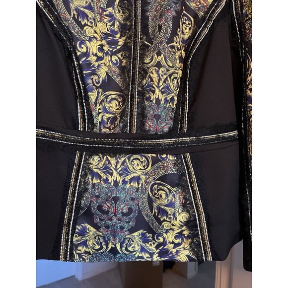 Susanna By Teramina Slimming Black Gold Skirt Suit Size 14 Long Sleeve Elegant - Picture 7 of 16